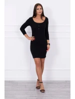 Šaty s knoflíkovým výstřihem černé Šaty s knoflíkovým výstřihem černé