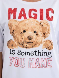 model 18746350 halenka s potiskem bílá - K-Fashion