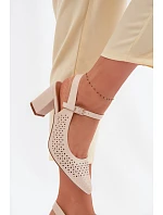 sandály na podpatku  světle béžové model 22095170 - SERGIO LEONE