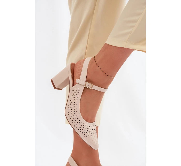 sandály na podpatku  světle béžové model 22095170 - SERGIO LEONE