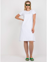 Bílé bavlněné šaty větší velikosti s volánem vzadu