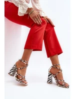 Módní bílé a černé sandály na vysokém podpatku Josette