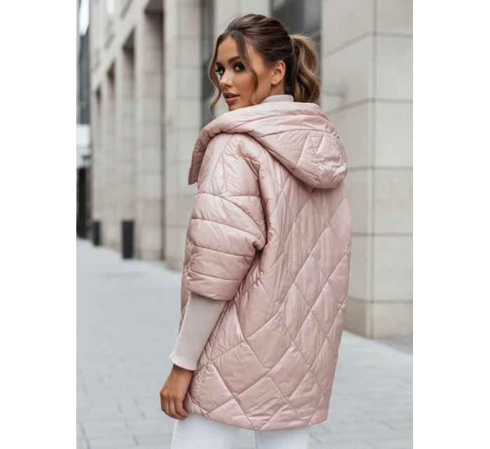 Dámská přechodná prošívaná bunda oversize PUFFILOF růžová FashionStreet TY4854