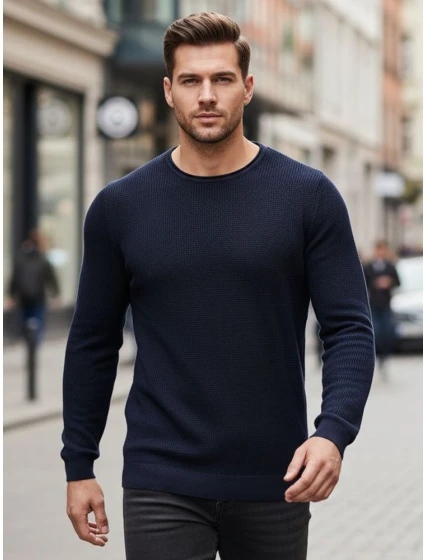 Pánský tmavě modrý svetr model 21995049 - FashionStreet