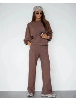 Dámský komplet s vaflovou strukturou v barvě cappuccino - mikina a kalhoty (821108)