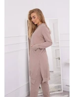 Mikinová souprava s delší stranou tmavě béžová