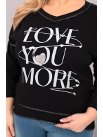 Dámská blůza Plus Size s nápisem Love You More model 21886577 černá - K-Fashion