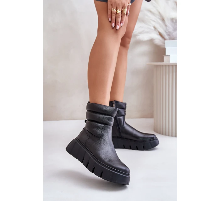 Dámské Kožené Boty na Zip S Černé model 21673708 - Zazoo Dámské Kožené Boty na Zip S Černé model 21673708 - Zazoo