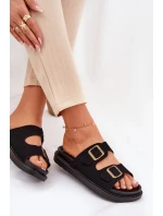 Dámské Pantofle S Přezkami Na Černé model 21688690 - Boto Dámské Pantofle S Přezkami Na Černé model 21688690 - Boto