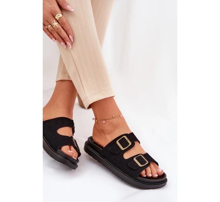 Dámské Pantofle S Přezkami Na Černé model 21688690 - Boto Dámské Pantofle S Přezkami Na Černé model 21688690 - Boto