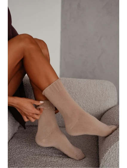 Ženské bezešvé froté ponožky béžové