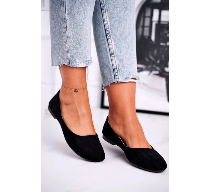 Dámské semišové baleríny černé model 21512735 - EVENTO