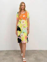 Elegantní dámské šaty 16440 žluté - Vamp