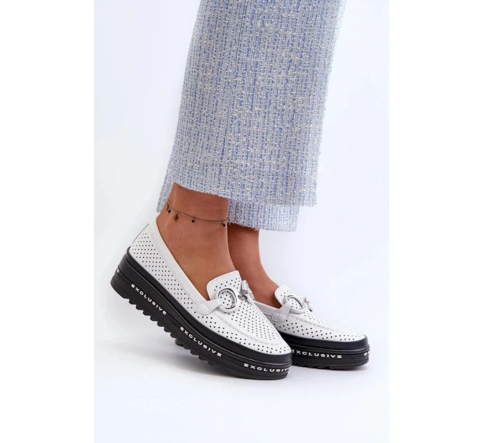 Dámské mokasíny LR750 / 197161 Bílá s černou - S.Barski