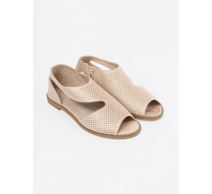 Trendy dámské zlaté  sandály na plochém podpatku