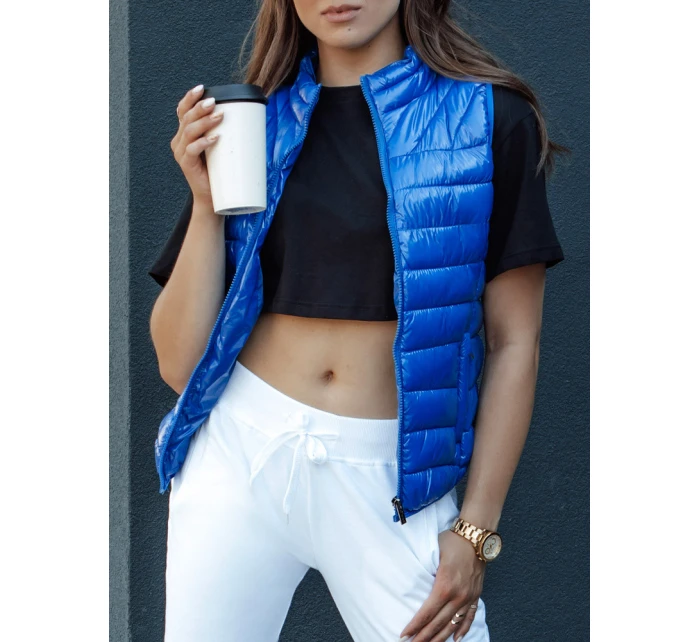 Dámská krátká prošívaná vesta WIANO modrá FashionStreet TY4522