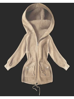 Světle béžový přehoz přes oblečení typu alpaka s kapsami model 21482451 - MHM