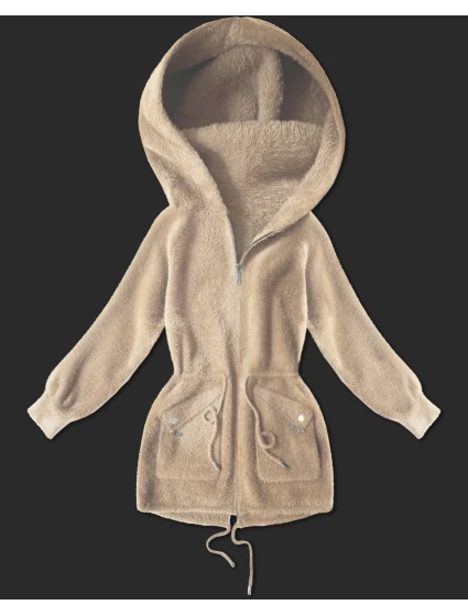 Světle béžový přehoz přes oblečení typu alpaka s kapsami model 21482451 - MHM
