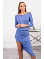 Asymetrické šaty, 3/4 rukávy, džínovina