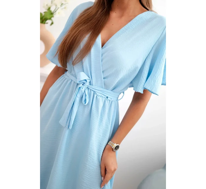 Šaty s vrstveným výstřihem modrý Šaty s vrstveným výstřihem modrý