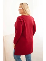 Dámská blůza Plus Size bavlněná s nápisem a V výstřihem bordó Dámská blůza Plus Size bavlněná s nápisem a V výstřihem bordó