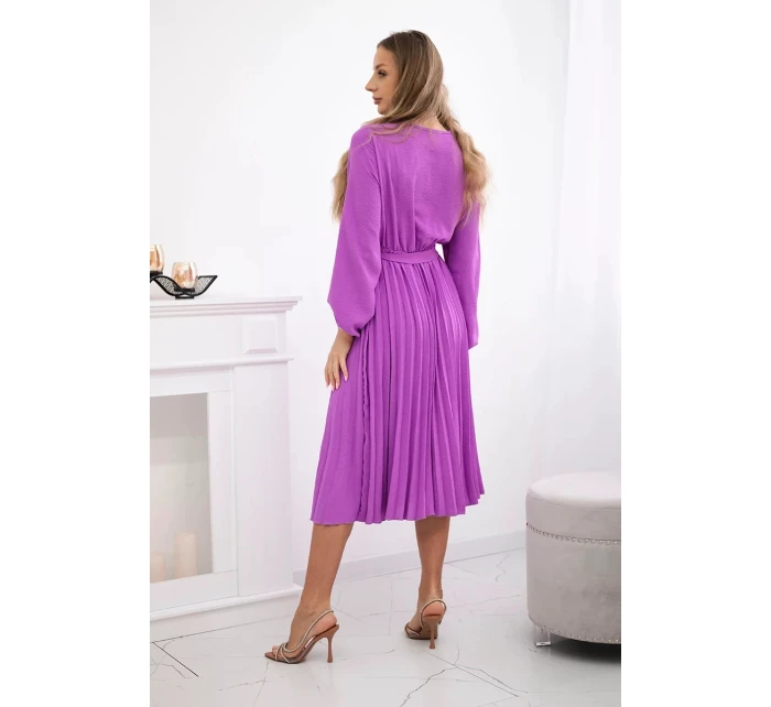 Šaty se svázaným plisovaným lemem fialka