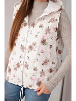 Dámská prošívaná vesta s květinovým vzorem s kapucí fango