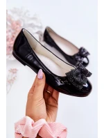 Dziecięce Wsuwane Czarne Balerinki Jelly