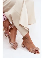 Dámské sandály průhledné s krystaly D&A MR61-9002 Růžové zlato