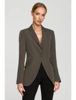 M701 Sako s jedním knoflíkem a asymetrickými kapsami - khaki barva M701 Sako s jedním knoflíkem a asymetrickými kapsami - khaki barva