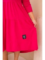 Dámská bavlněná sukýnka Plus Size s volánky a ohrnutým rukávem fuchsie