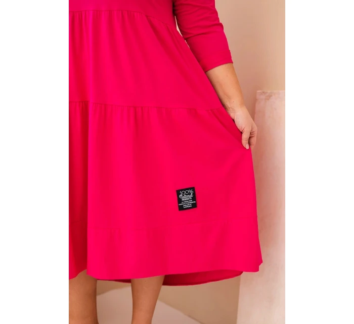 Dámská bavlněná sukýnka Plus Size s volánky a ohrnutým rukávem fuchsie