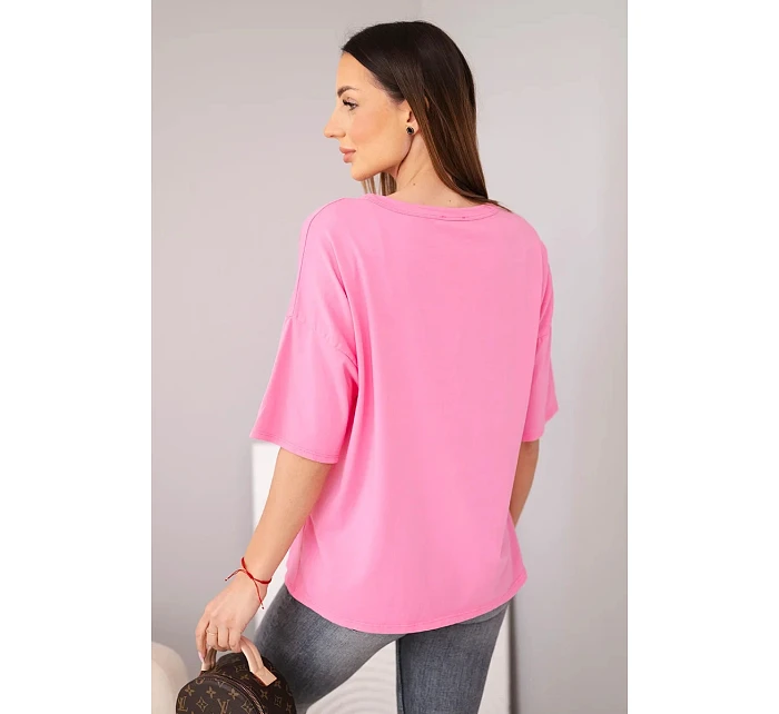 Dámská bavlněná oversize halenka s potiskem "Dog Fashion" růžová