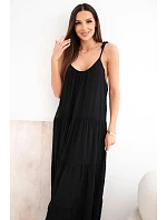 Dámské viskózové šaty na model 22141212 ramínkách černá - K-Fashion