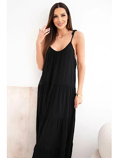 Dámské viskózové šaty na model 22141212 ramínkách černá - K-Fashion