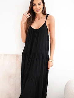 Dámské viskózové šaty na model 22141212 ramínkách černá - K-Fashion
