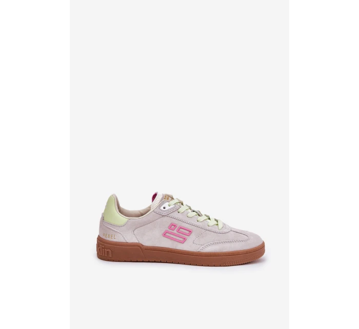 Semišové Sportovní Boty Tenisky Dámské D.Franklin Ztlumená Bílá DFSH387005