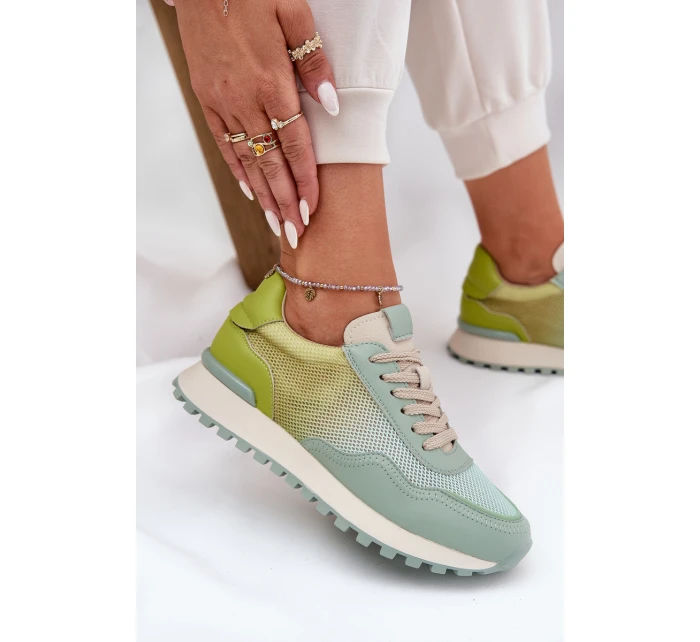 Kožené Sportovní Boty S Dámské  Zelené model 21691280 - VINCEZA