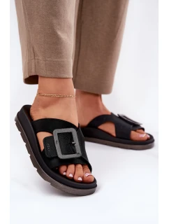 Voňavé Dámské Pantofle S Dekorativní Přezkou Černé ZAXY RR285078