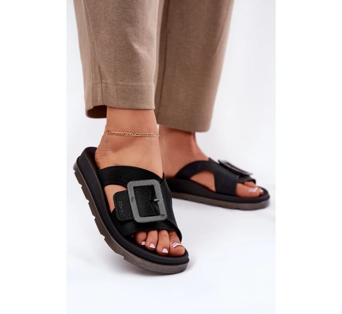 Dámské Pantofle S Přezkou Černé model 21695857 - Zaxy Dámské Pantofle S Přezkou Černé model 21695857 - Zaxy