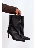 Nazouvací dámské boty na podpatku černé model 21707769 - Boto