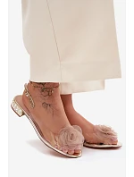 Dámské sandály průhledné s růží D&A MR61-9003 zlaté