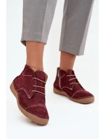 Dámské kožené polobotky s prošitím na zip Artiker – bordó