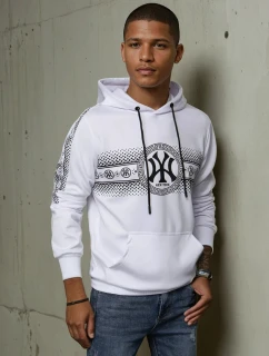 Pánská mikina s kapucí s potiskem bílá FashionStreet BX5567