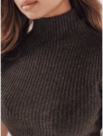 Dámský žebrovaný svetr s krátkým rukávem GIRLGLORY hnědý FashionStreet MY2554