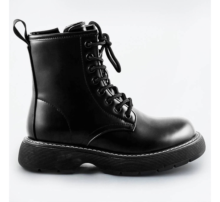 Černé dámské šněrovací boty (A9935)