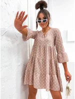 Béžové puntíkované šaty s volánky (706) Béžové puntíkované šaty s volánky (706)