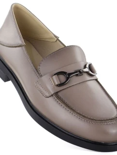 Dámské kožené polobotky mokasíny béžové model 22015081 - VINCEZA