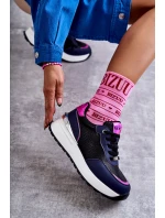 Dámská sportovní obuv na klínku GOE KK2N4081 černé a Námořnická modrá Dámská sportovní obuv na klínku GOE KK2N4081 černé a Námořnická modrá