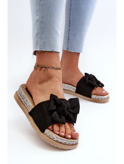 Dámské žabky na platformě s mašlí černé model 21653530 - Boto Dámské žabky na platformě s mašlí černé model 21653530 - Boto